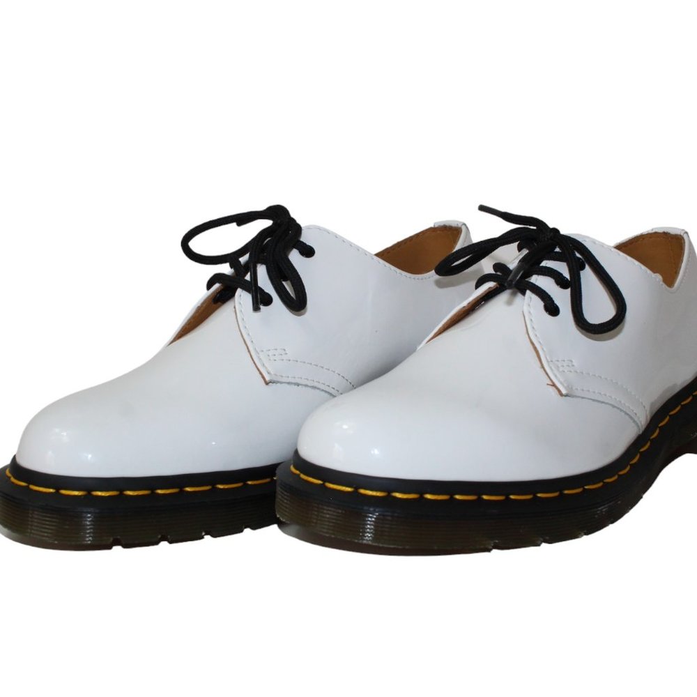 Dr. Martens Lamper Polished White Leather Oxfords Women's 10 NEW!